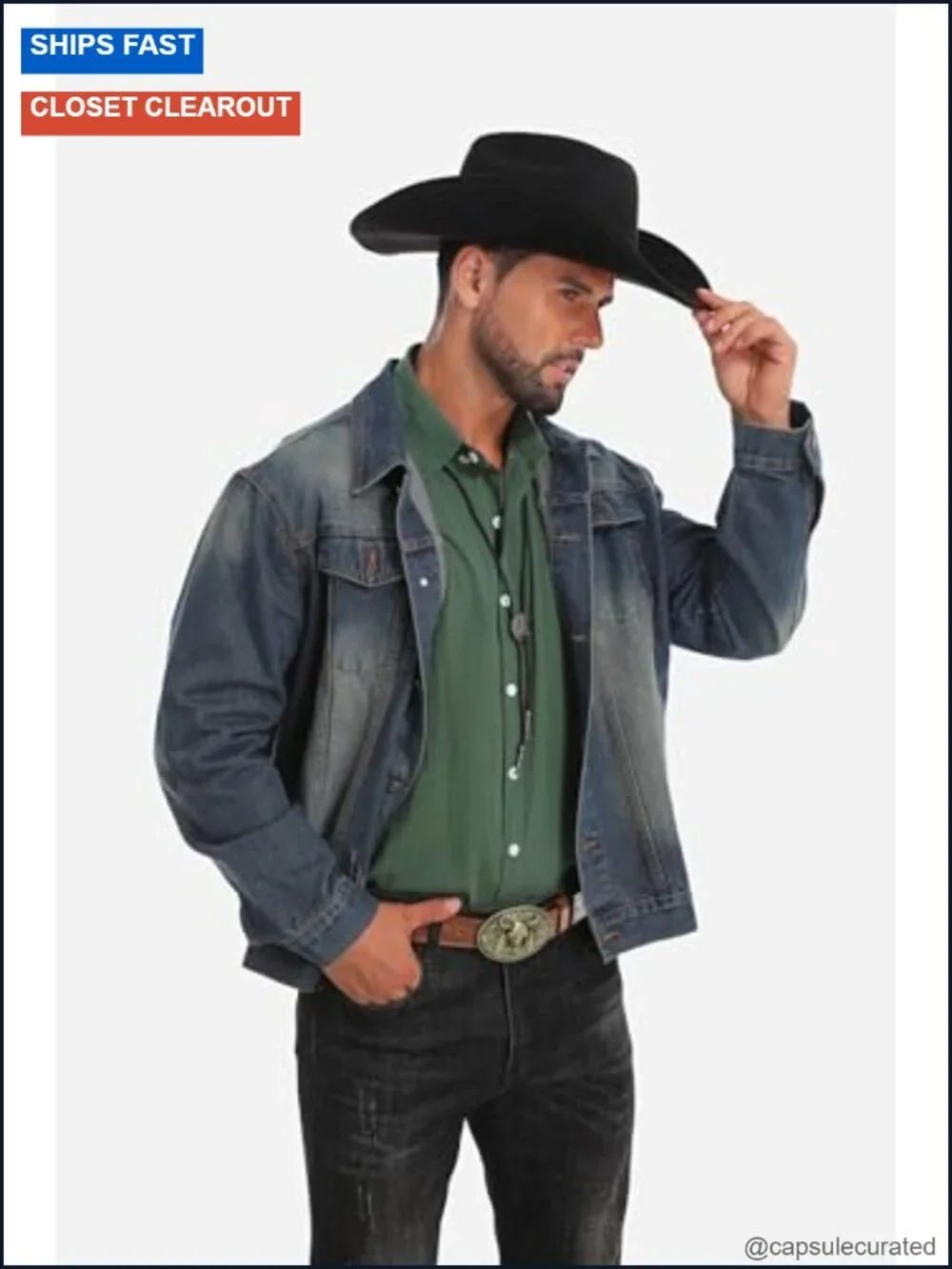 Shapeable Wide Brim Felt Cowboy Hat with Bolo Tie